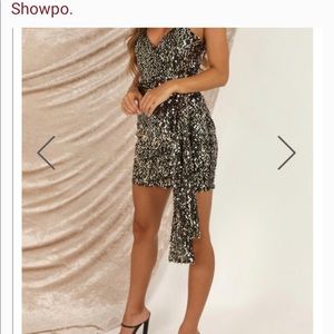 Sequin Dress Showpo Black/Gold